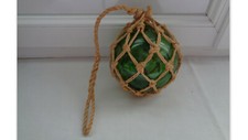ANCIENNE BOULE FLOTTEUR FILET DE PECHE  EN VERRE VERT PECHE MARINE BATEAU