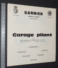 NOTICE 6 LANGUES GARAGE PLIANT GARNIER FRANCE-JOUETS ANNEES 1965-1975