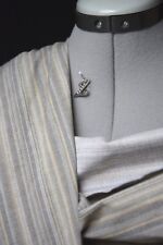 Lilith. Magnifique toile coton rayée gris kaki jaune moutarde crème.1M35