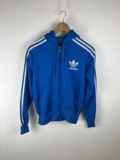 Adidas à Capuche Felpablu Blanc Taille M Femme Femmes Sport Haut Veste