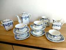 SERVICE A THE OU CAFE FAIENCE GIEN DECOR CARRE BLEU IBIS.