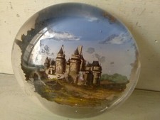 PEINTURE ou GRAVURE PAYSAGE CHATEAU EGLOMISÉE SULPHURE SOUS VERRE ANCIEN ORIGINA