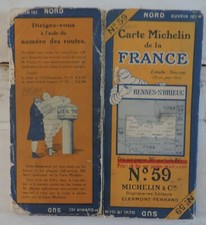 CARTE MICHELIN NUMERO 59 RENNES-ST BRIEUC DE 1926, SUR TOILE