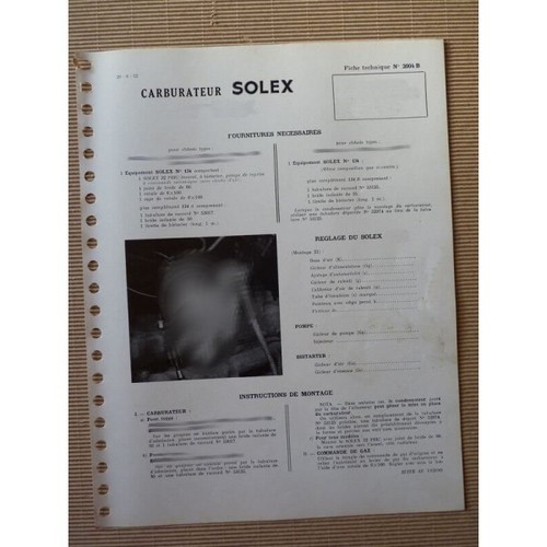 Fiche réglage solex bic - 22,