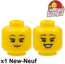 Lego 1x minifig tête head femme smile sourire yeux plissé joue ronde 3626cpb2964