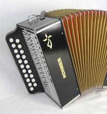 Accordéon diatonique Hohner 2915 BLACK "De Luxe" Sol/Do (G/C) avec Bretelles