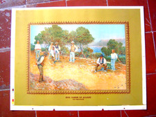 AFFICHE lithographie ancienne : PARTIE DE BOULES PROVENCE  PETANQUE / DELLEPIANE