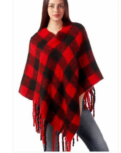 Gingham comfy soft poncho with - comfy,