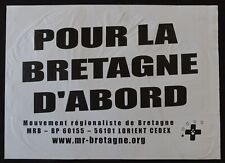 Affiche politique MRB Pour la Bretagne d'abord BZH 83x59cm poster 1032