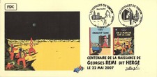 FRANCE 2007 FDC carte TINTIN Kuifje Tim HERGE cachet GUEBWILLER Haut-Rhin Lune