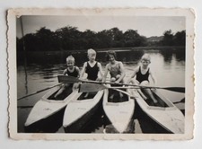 Enfants canoe barques rivière - Photo ancienne snapshot