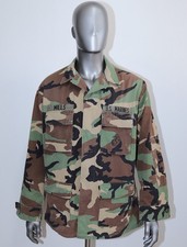 80s US Marines Corps USMC Ripstop Woodland Camouflage Combat Jacket Medium Long