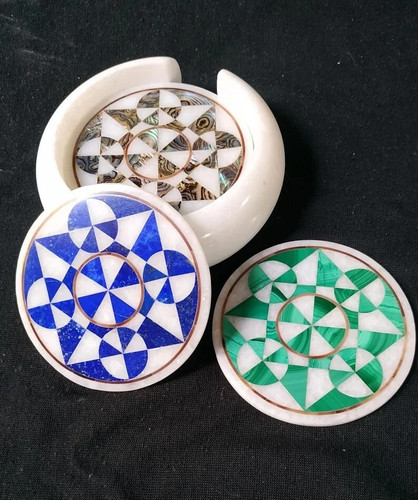 Marble coaster set - marble, 6