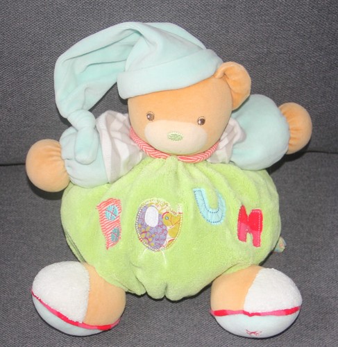 Doudou ours boum bleu vert - ours,