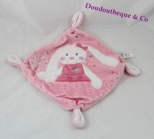 Doudou plat lapin tex rose - plat,