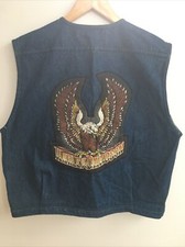 Vintage Harley Davidson Patch Denim Jean Jacket Vest West Cal. 45 M L