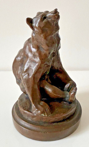 Ancien ours bronze signé - en,