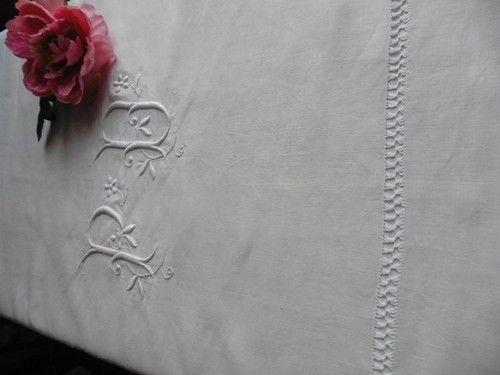 Ancien drap lin creme - lin,
