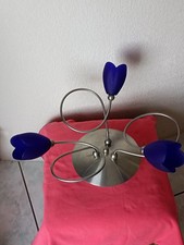 Harco Loor Plafonnier applique Inox 3 Branches Tulipe Violine Pate Verre 