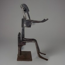 Sculpture Brutaliste Métal Art Brut  Osiris Acier Design Industriel