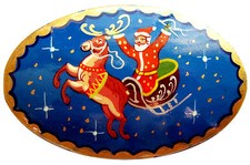 Broche Pere Noël, Broche en Papier mâché peint Cadeau Noel pas cher et original 