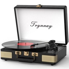 Tourne-Disque Bluetooth à 3 Vitesses - Lecteur Portable en Vinyle avec Haut-p...