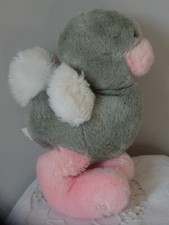RARE OISEAU BEBE AUTRUCHE  PELUCHE VINTAGE BOULGOM 30 CM  GRISE ROSE BLANCHE  