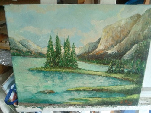Tableau huile sur toile - sur,