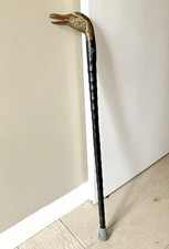 canne ancienne de marche pommeau tete de canard