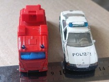 Lot 2 Voiture Siku BMW 320i Police Car Police Fire engine Pompiers Retro Car