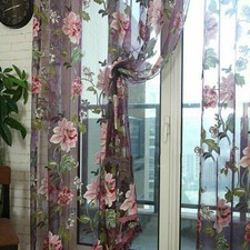 Romantique Floral Tulle Voile-Door Rideaux Transparent ??charpe Panneau Rideau /