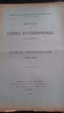 REVUE L'ECOLE D'ANTHROPOLOGIE