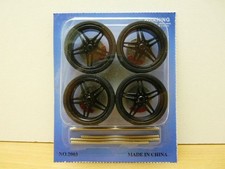 SET DE 4 JANTES TUNING NOIRES D34 mm + PNEUS 1/18 n°32