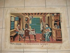 " le bon vieux temps " 71cmx41cm 222réf4947 tapisserie canevas fini Paris France