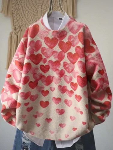 Pull motif cœur - , rouge