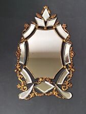 Ancien miroir mural de mariage 1900 pareclose décor Louis XVI oiseaux or