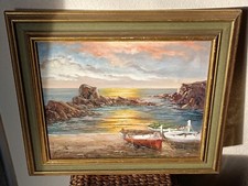 huile sur toile marine Barque