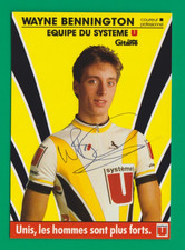 CYCLISME carte cycliste WAYNE BENNINGTON équipe SYSTEME U 1988 Signée