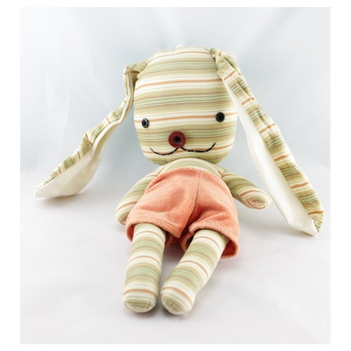 Doudou lapin tissu rayé