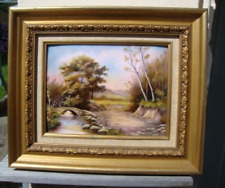 émaux de Limoges, grand tableau porcelaine signé BONHOMME, PAYSAGE DE CAMPAGNE