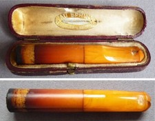 Fume cigarette ambre et écume de mer avec étui 19e siècle amber cigare