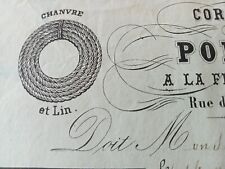 [ FACTURE EN-TÊTE SECOND EMPIRE] CORDE CORDAGE CHANVRE LIN A LA FERTÉ GAUCHER 