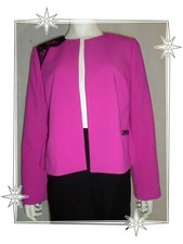 ♪ -Superbe Veste Blazer Habillé Court Fuchsia Dentelle Noire  Riu Taille 42