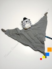 Doudou Plat Lange Fernand Chat Gris Jaune Pois Rayé Les Moustaches - Moulin Roty