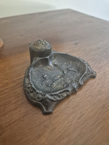 Ancien encrier laiton - laiton, –