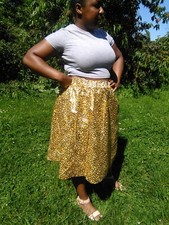 Jupe patineuse en wax doré "Golden Macaroni"