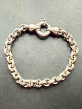 Ancien Bracelet Gourmette En Argent Massif Silver Maille chaine simple anneaux
