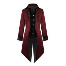 Homme Vampire Gothique Queue de Pie Long Costume Smoking Victorien Manteau Châle