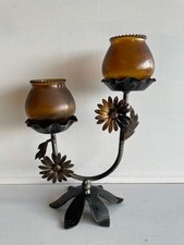 Bougeoir décor floral en fer