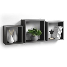 Lot de 3 Étagères Murales "Cube" 30cm Anthracite